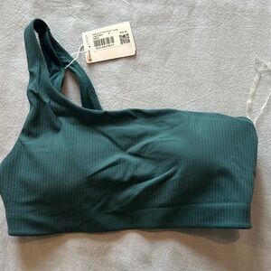 Lululemon Athletica Ribbed Nulu Asymmetrical Yoga Bra - Green